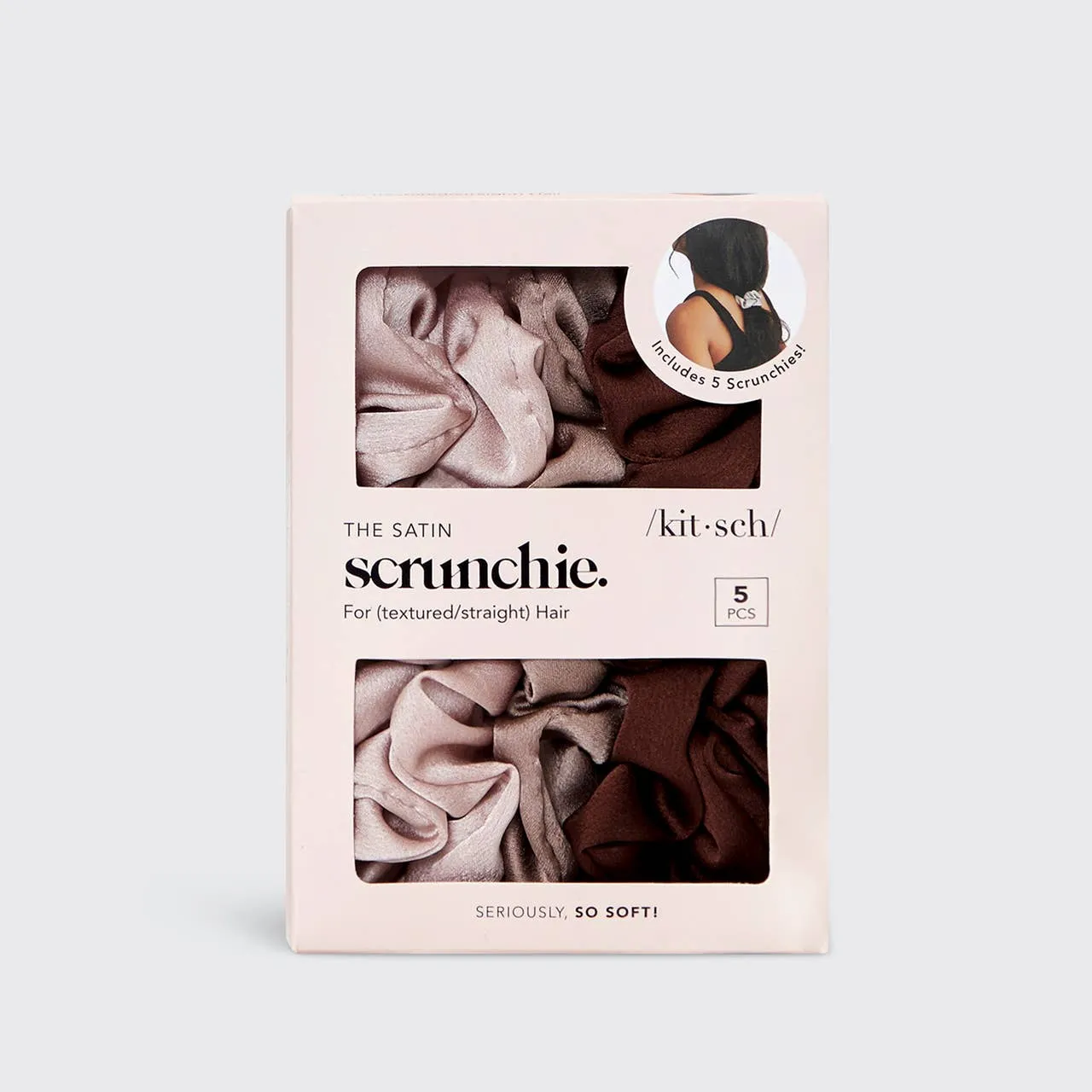 5pc Cameo Satin Sleep Scrunchies