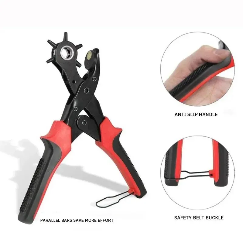 6 Hole Multifunctional Belt Puncher for Leather Paper and More