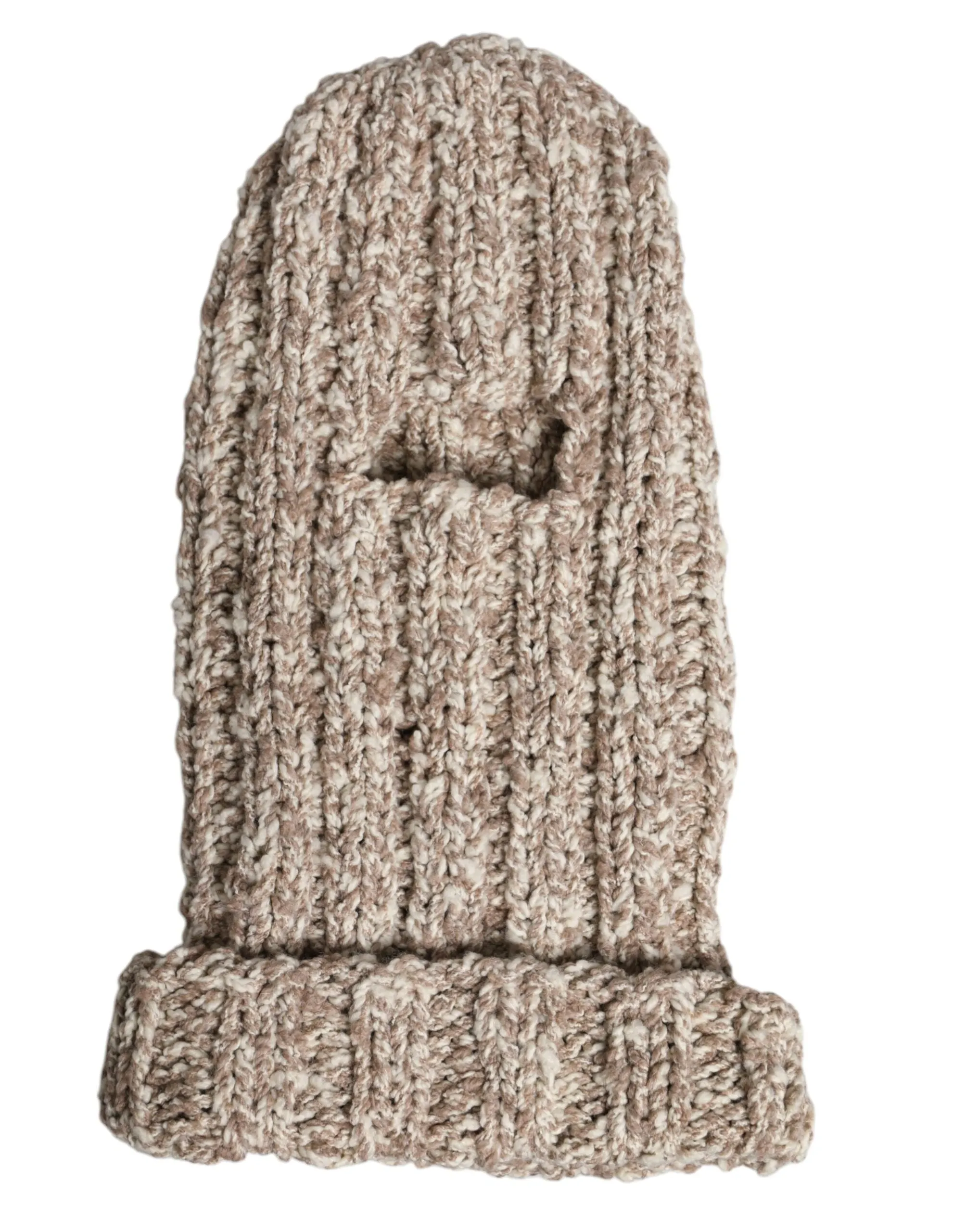Beige Wool Knitted Ski Mask Balaclava Hat