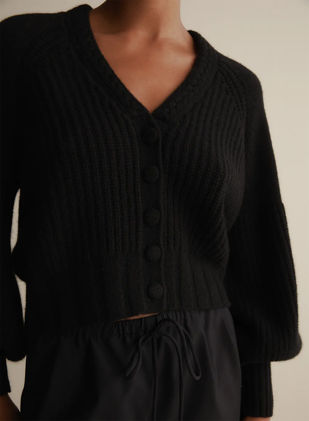 Bronwyn Wool Knit Cardigan | Black