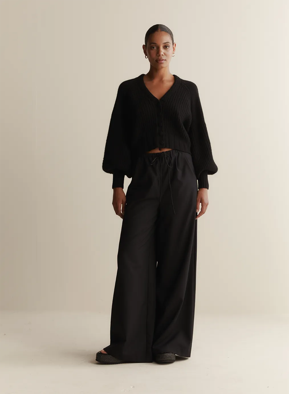Bronwyn Wool Knit Cardigan | Black