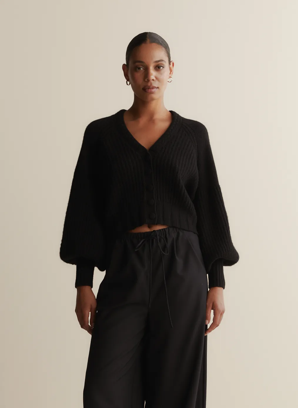 Bronwyn Wool Knit Cardigan | Black