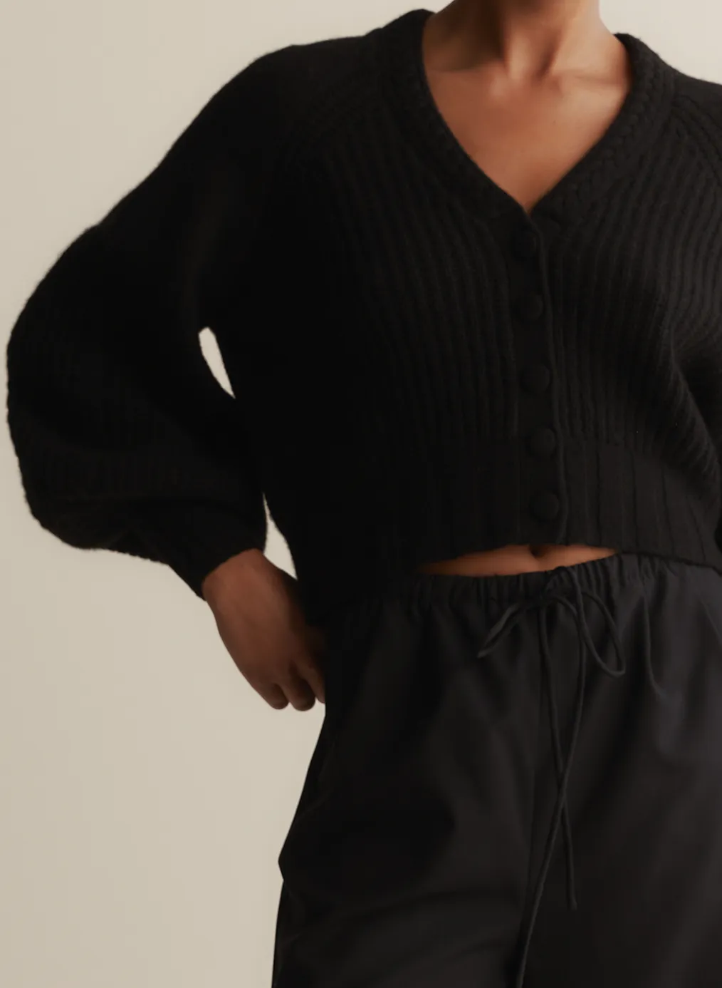 Bronwyn Wool Knit Cardigan | Black