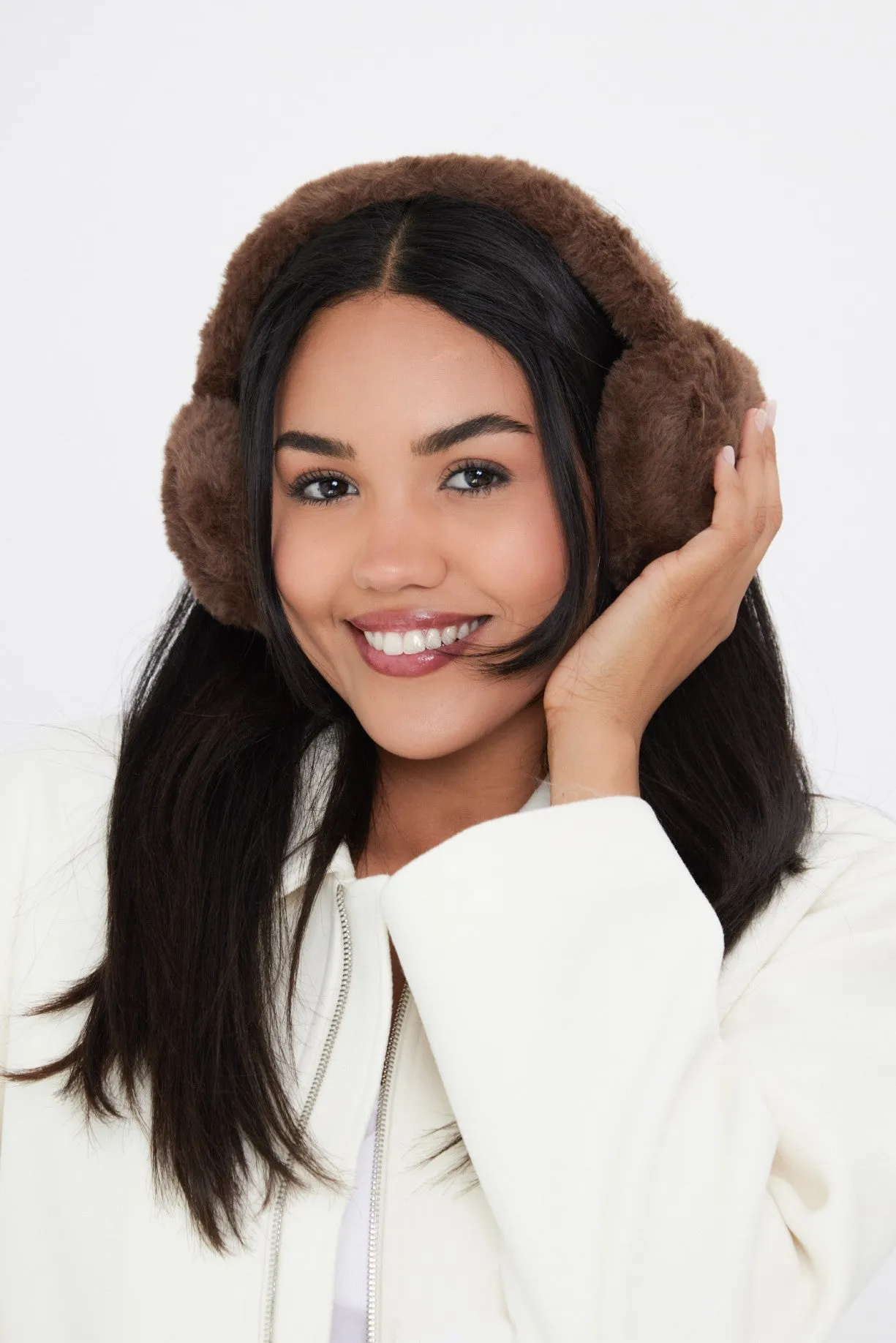 Fluffy Faux-Fur Earmuffs in Brown