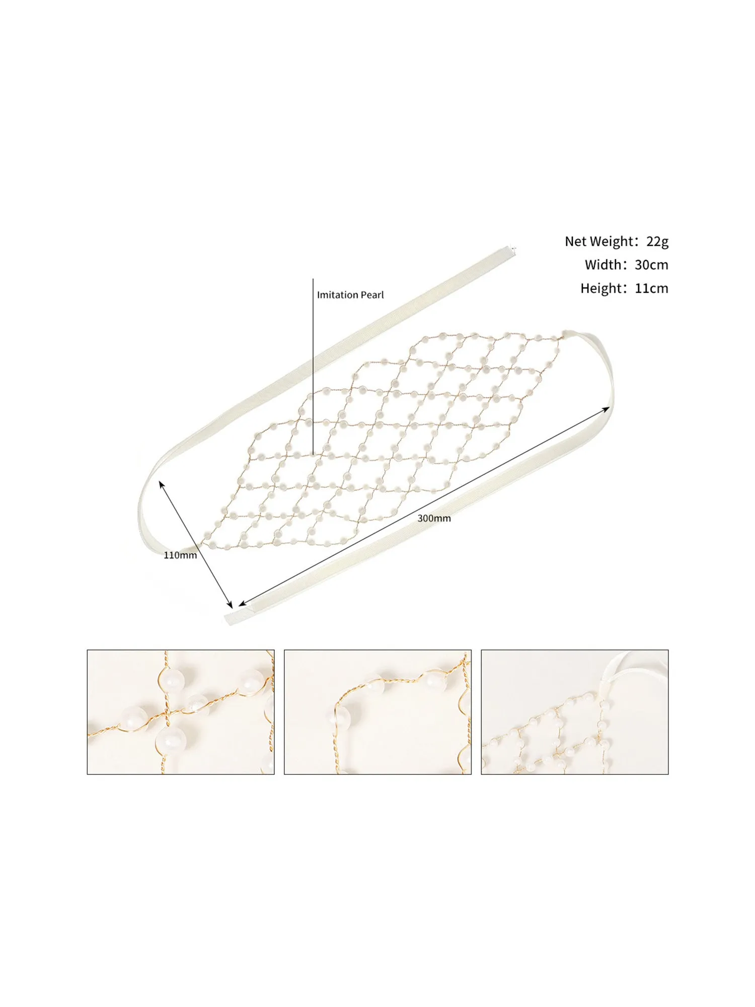 Handcrafted Pearl Mesh Headband