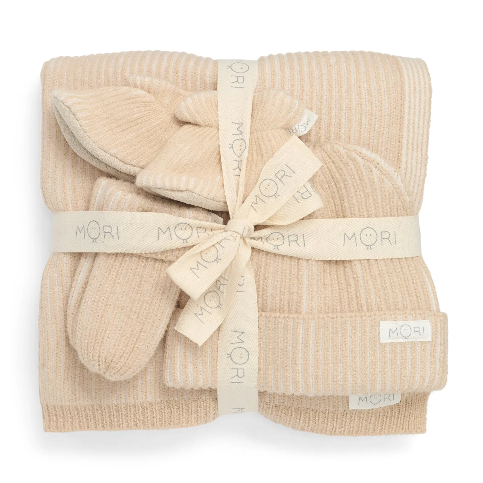 Knitted Beanie, Mittens, Booties & Blanket Set