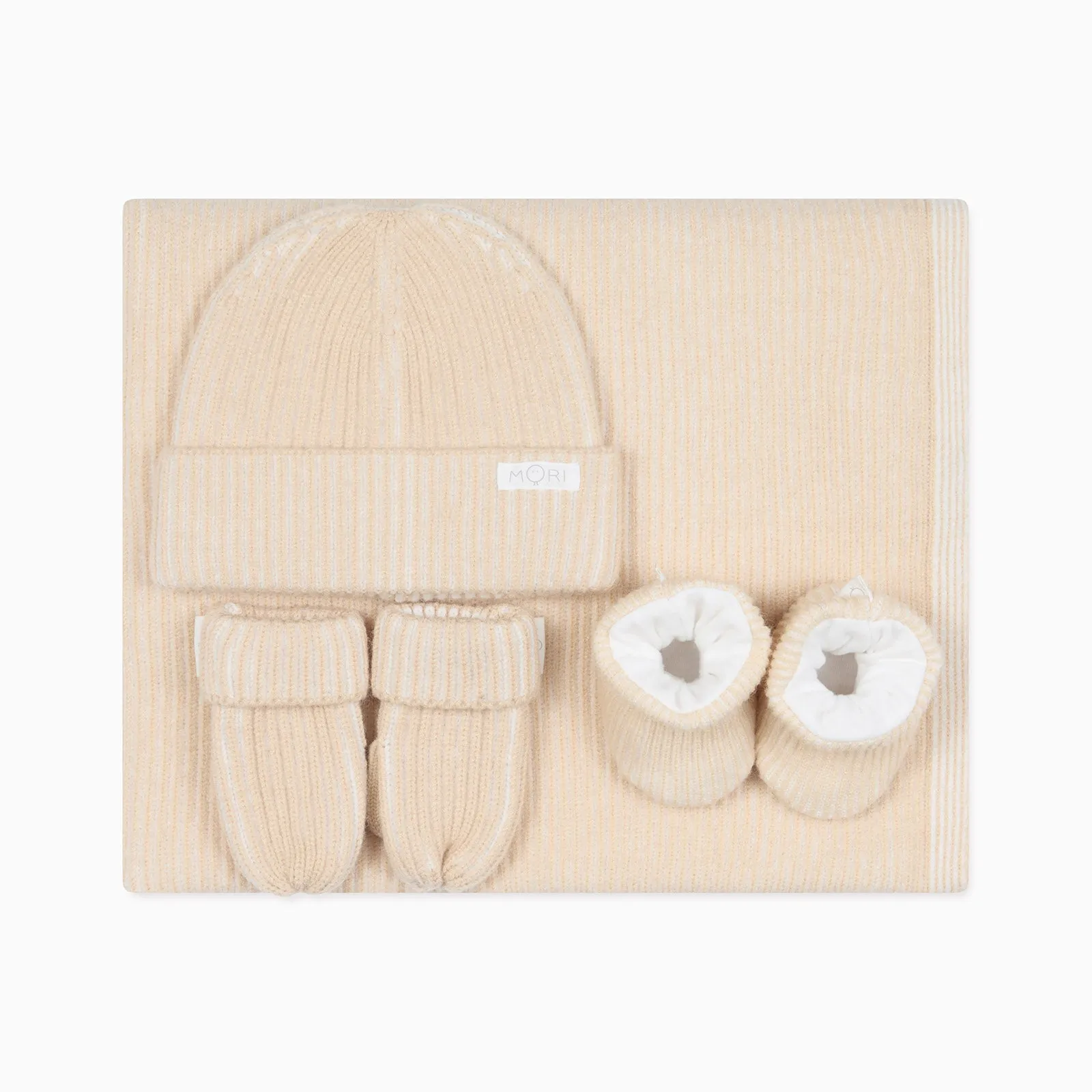 Knitted Beanie, Mittens, Booties & Blanket Set