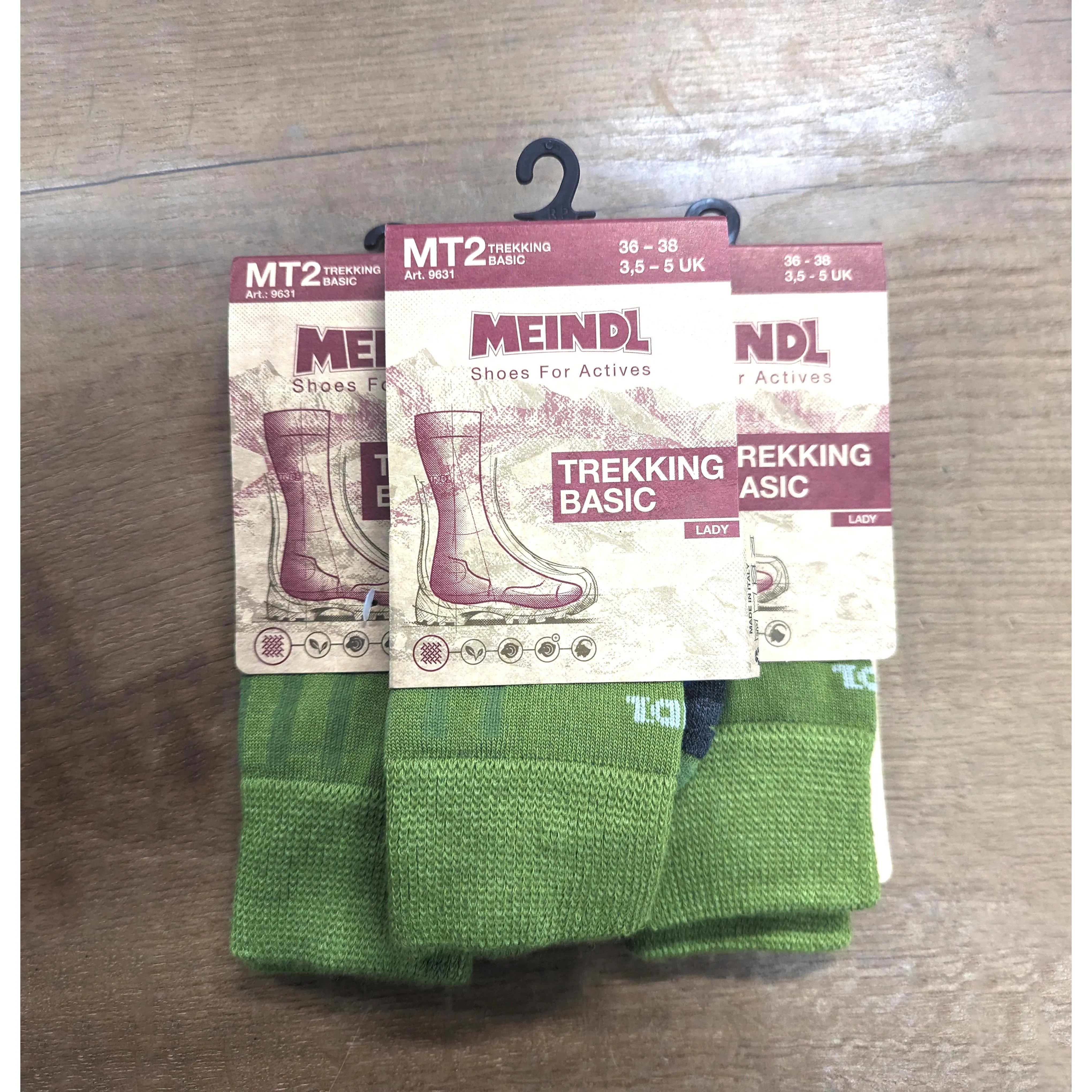 Meindl MT2 Women's Trekking Basic Socks - Green (3 Pair Pack)