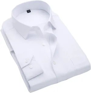 Men's Classic Casual Vertical Striped Slim Fit Long Sleeve Dress Shirts