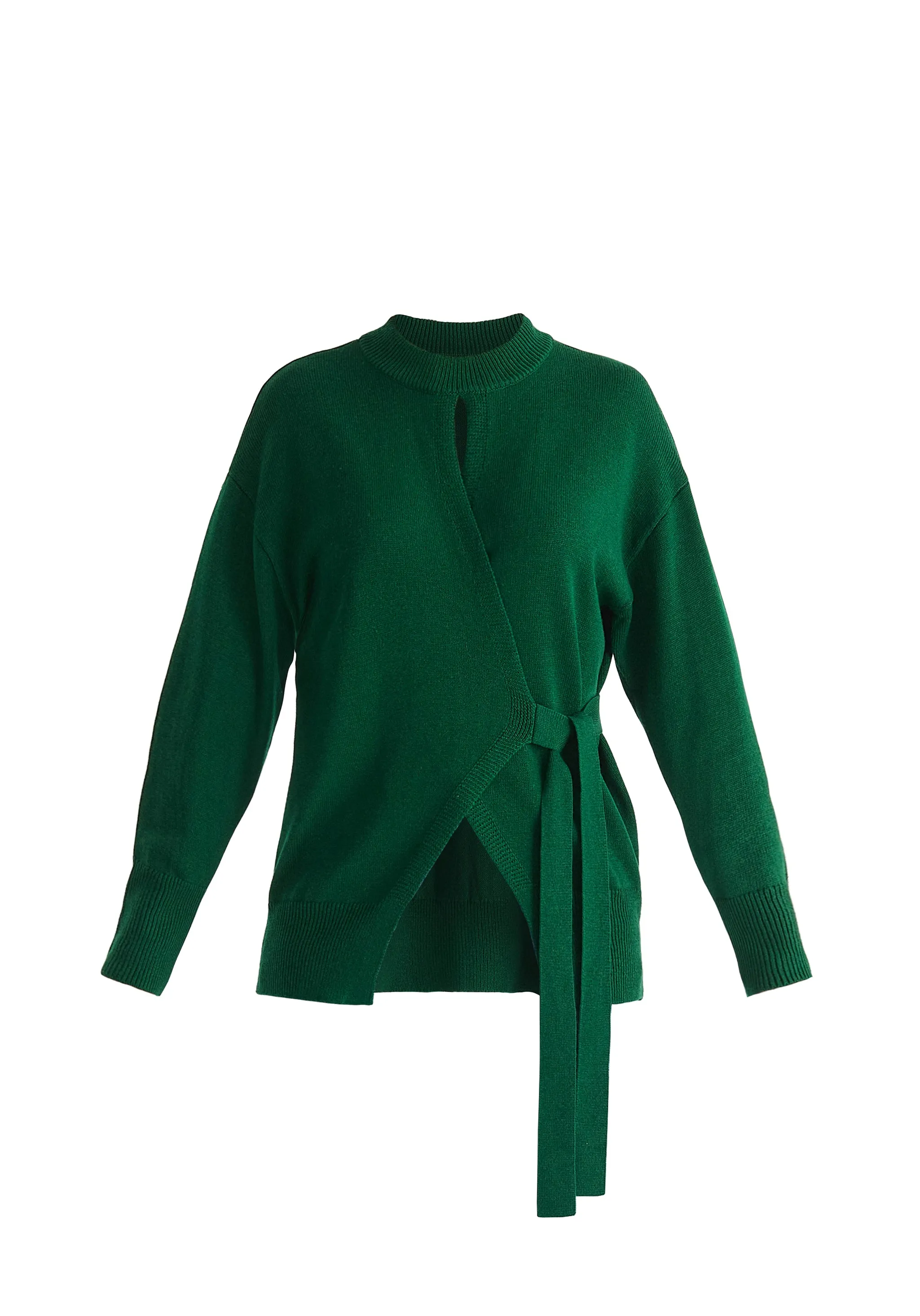 Open Front Mock Neck Wrap Jumper
