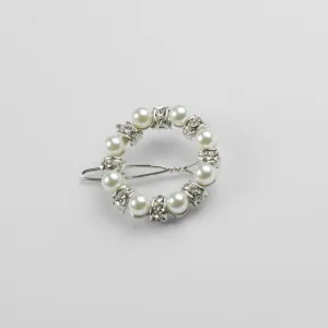 Pearl Crystal Circle Clip