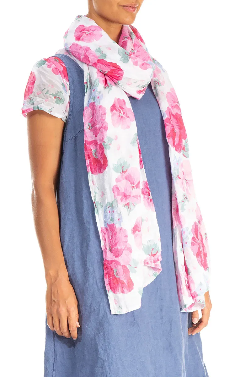 Peony Blossom Soft Gauze Linen Scarf