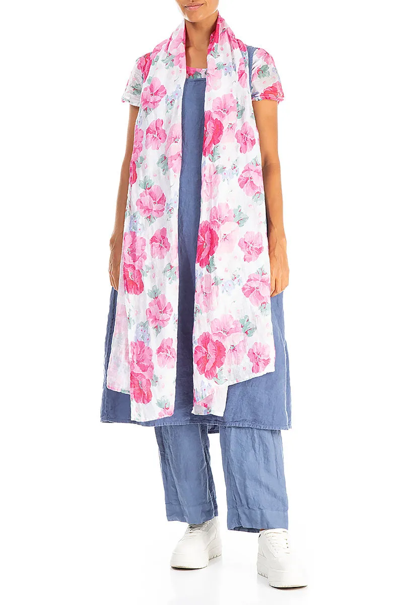Peony Blossom Soft Gauze Linen Scarf