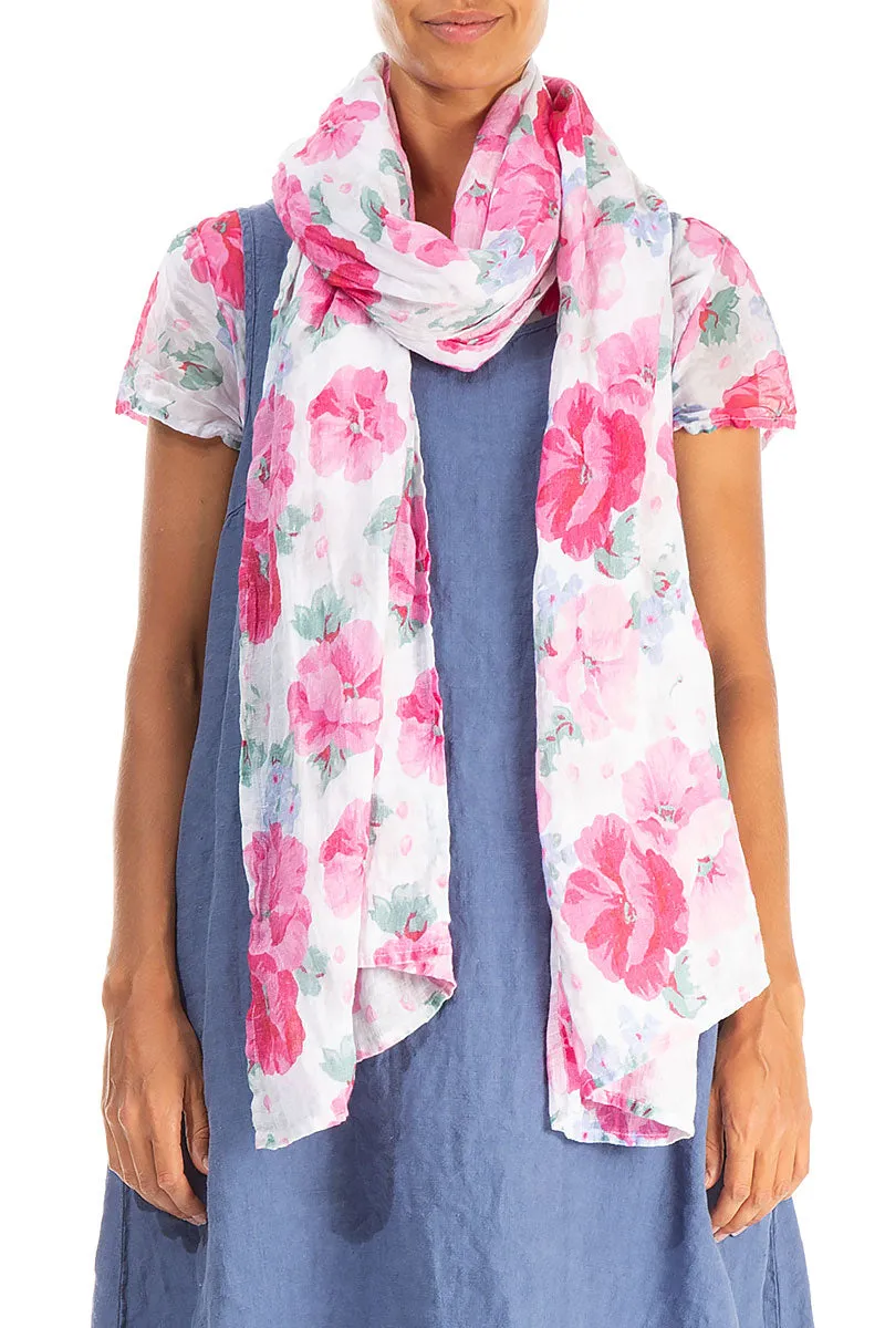 Peony Blossom Soft Gauze Linen Scarf