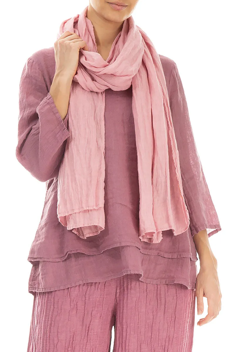 Powder Pink Soft Gauze Linen Scarf