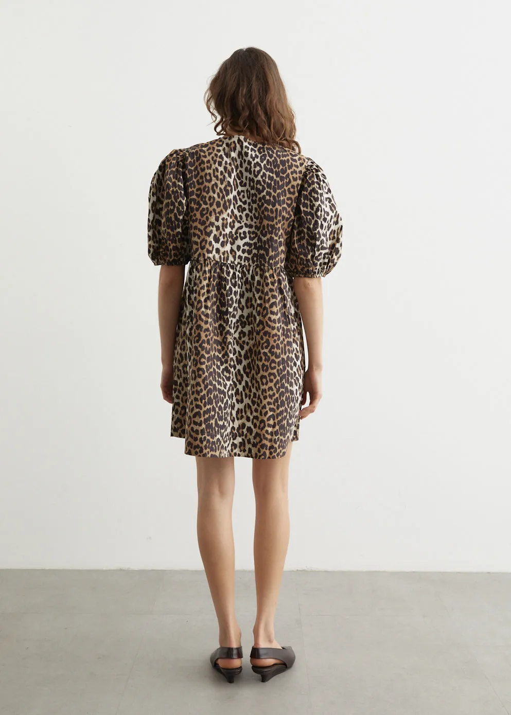 Printed Cotton Tie String Mini Dress
