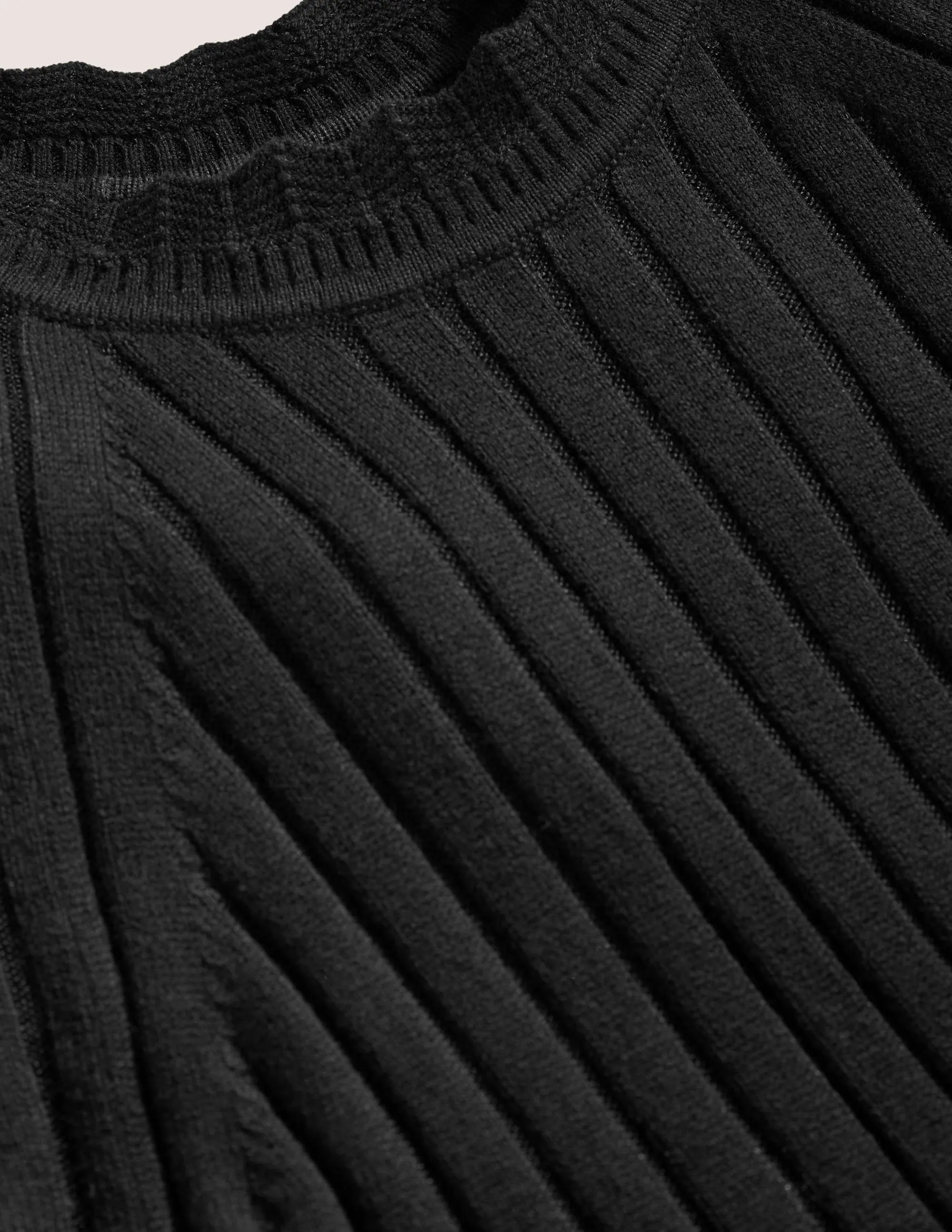 Rib Detail Knitted Midi Dress-Black