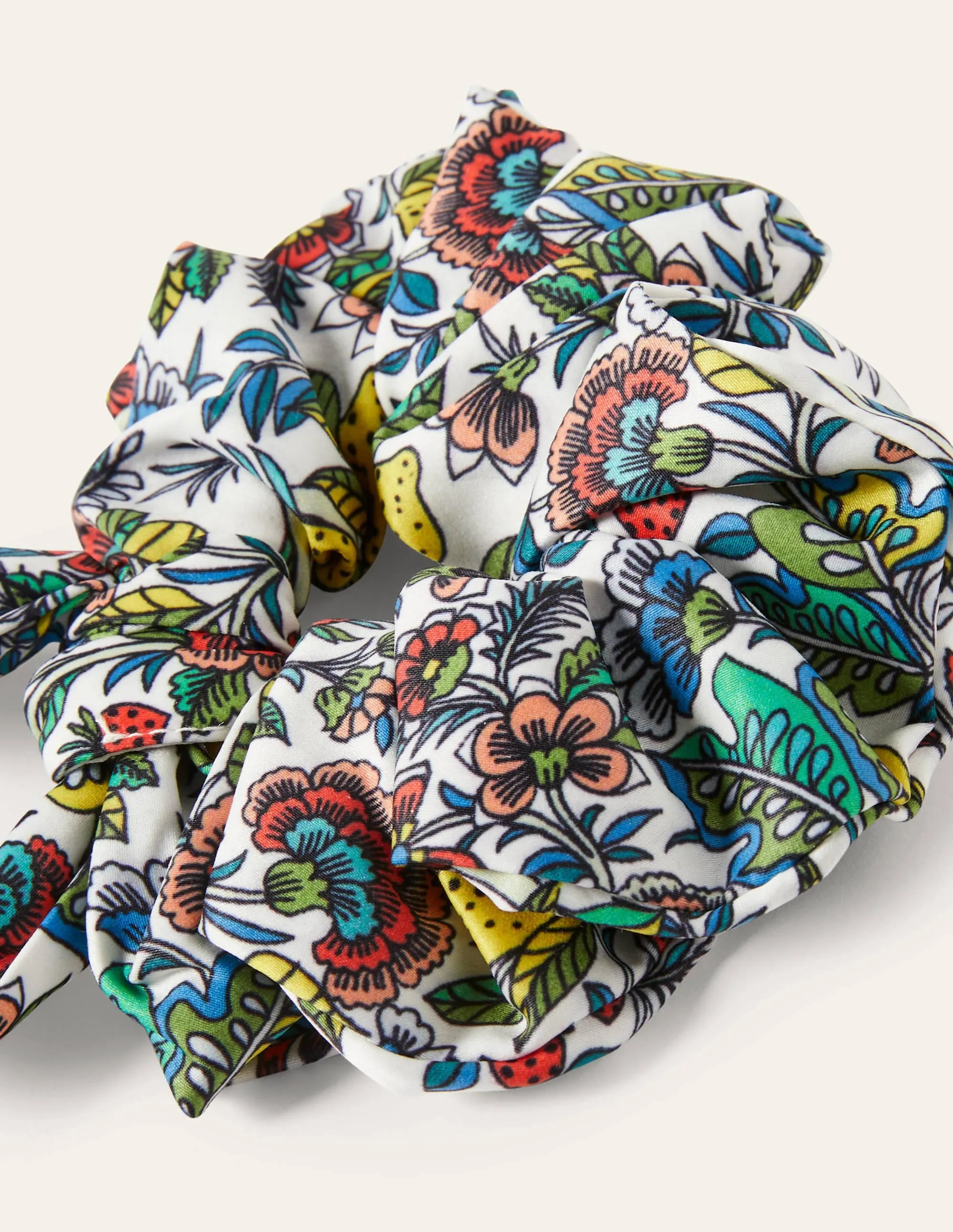 Scarf Hair Scrunchie-Ivory, Tropic Meadow