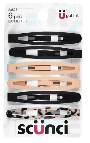 SCUNCI - Snap Hair Barrettes Multicolor - 6 Count