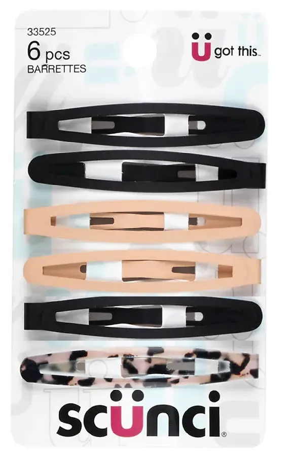 SCUNCI - Snap Hair Barrettes Multicolor - 6 Count