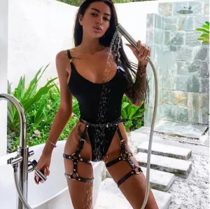 Sexy PU Leather Strap Pin Buckle Belts Body Harness
