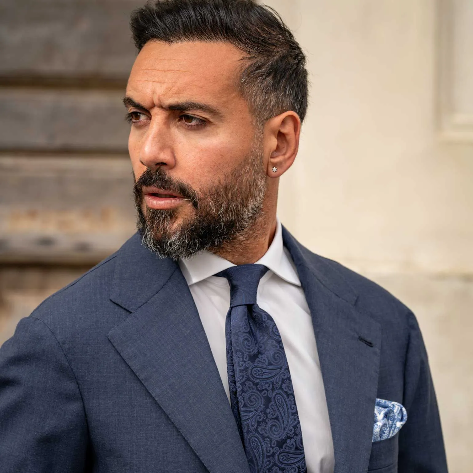 Soave - Silk Jacquard Tie - Midnight Blue