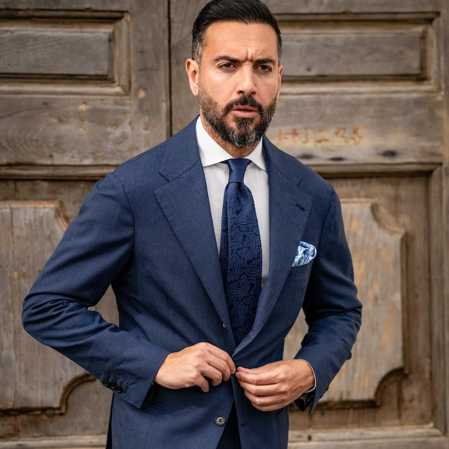 Soave - Silk Jacquard Tie - Midnight Blue
