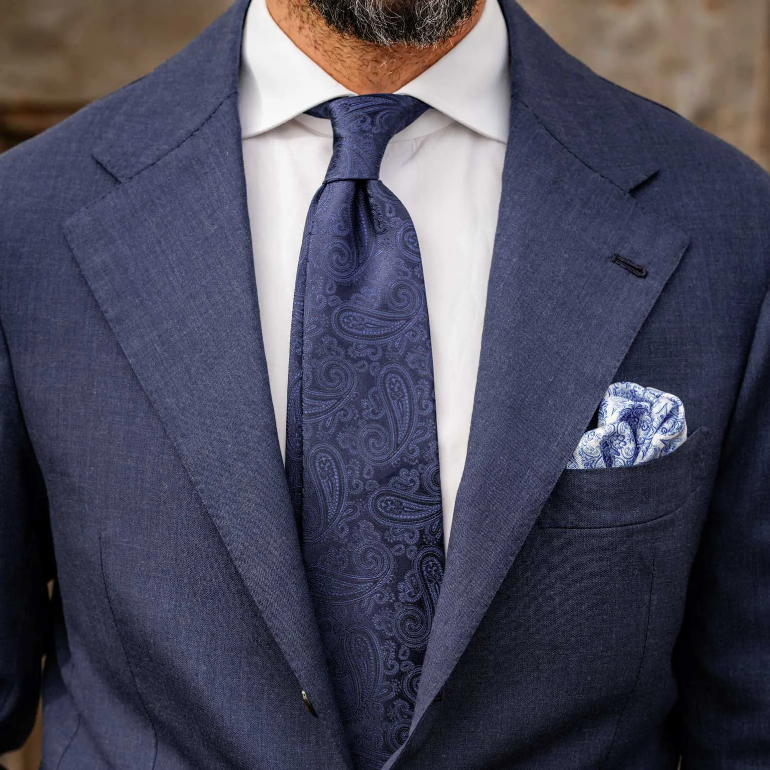 Soave - Silk Jacquard Tie - Midnight Blue