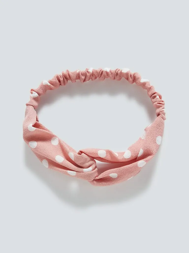 Studiowest Pink Polka-Dots Printed Headband
