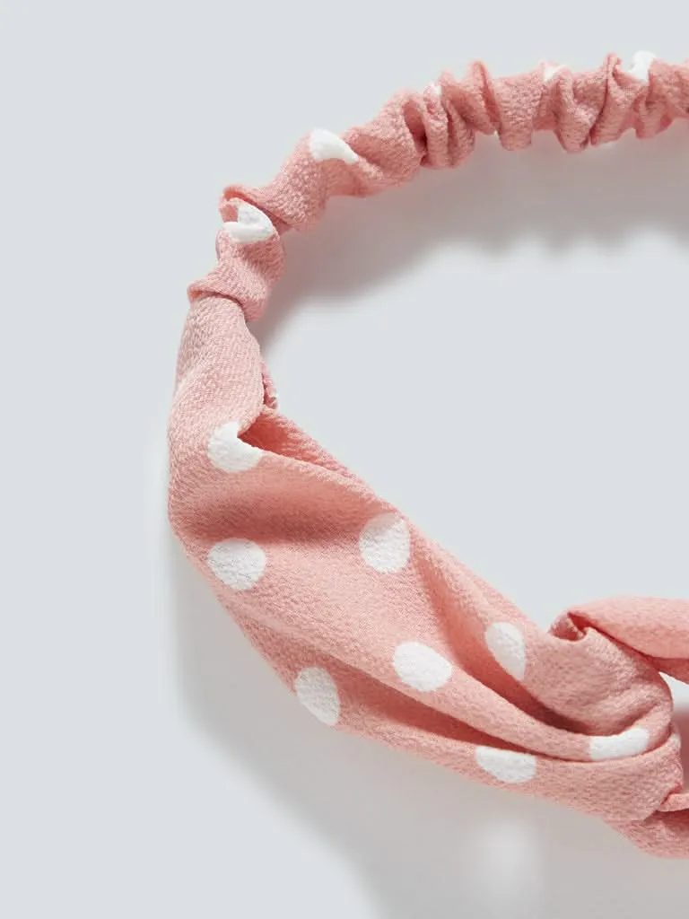Studiowest Pink Polka-Dots Printed Headband
