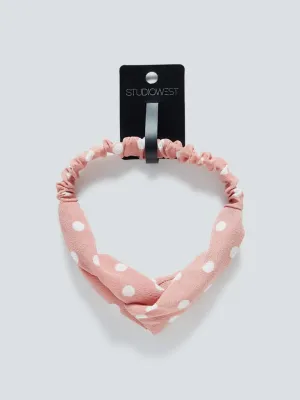 Studiowest Pink Polka-Dots Printed Headband