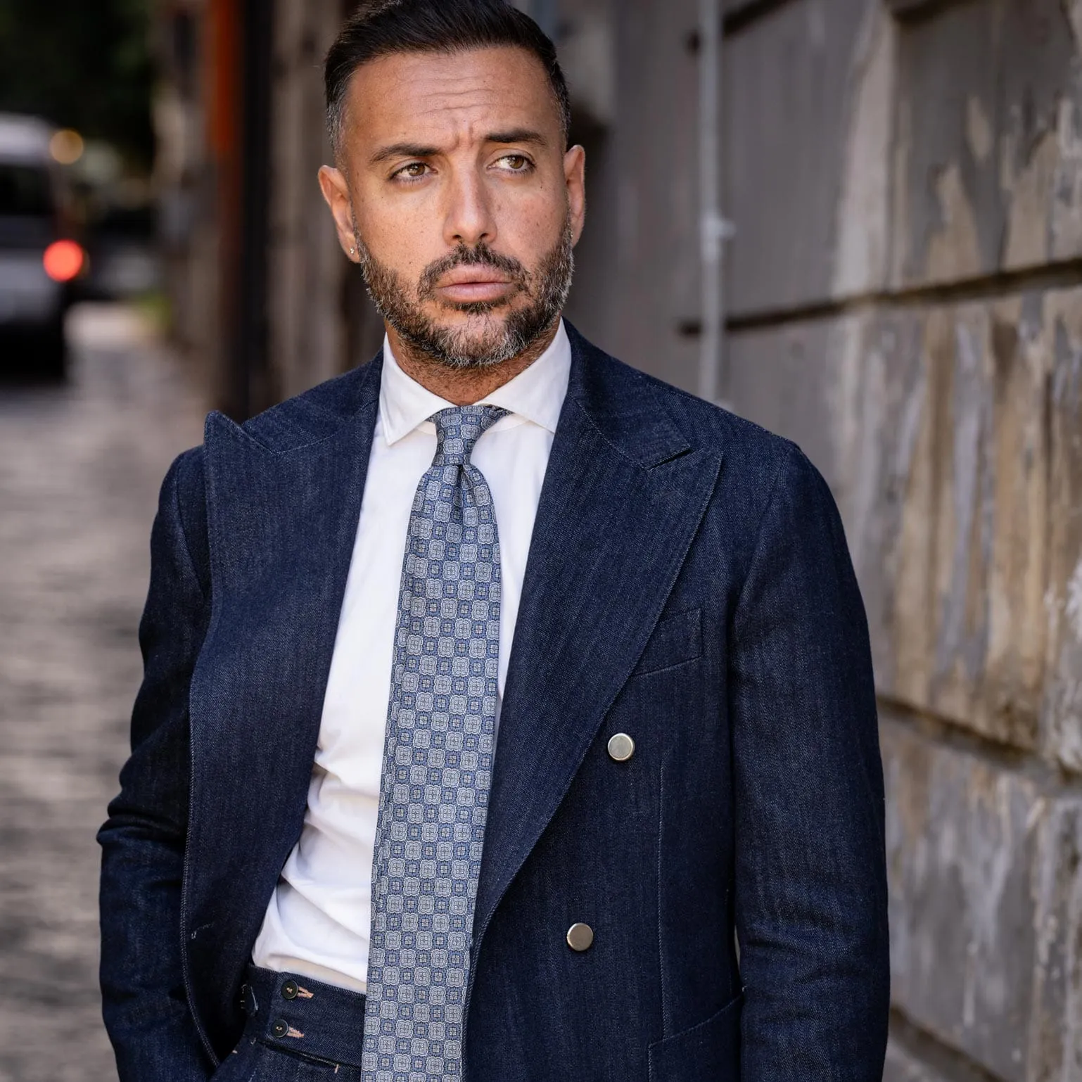 Veneto - Printed Silk Tie - Blue