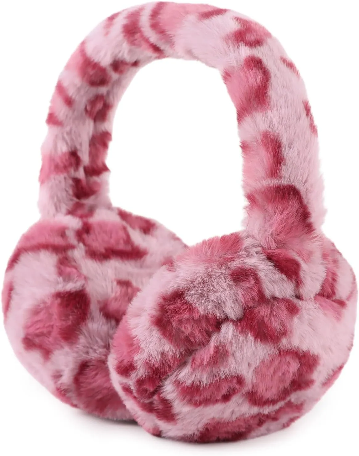 White Leopard Printed Foldable Faux Fur Winter Style Ear Muffs