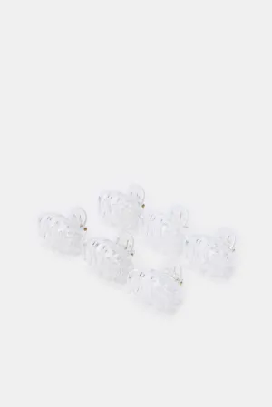 Women White Solid Hair Claw Set (6 Piece)
